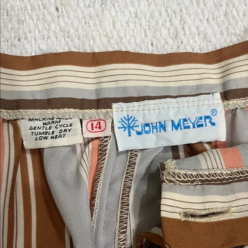 Vintage Chic Striped Midi Skirt in Brown and Pink - Picture 2 of 5